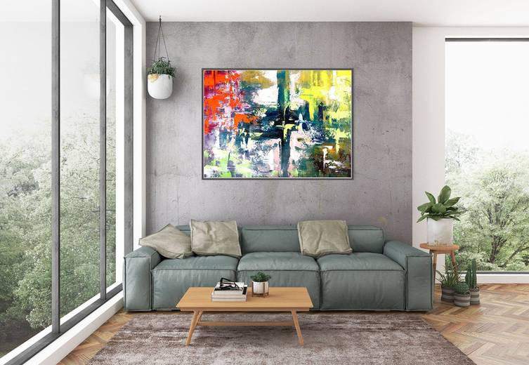 Huge Original Oil Pink Painting Abstract Canvas Artwork WO7ES